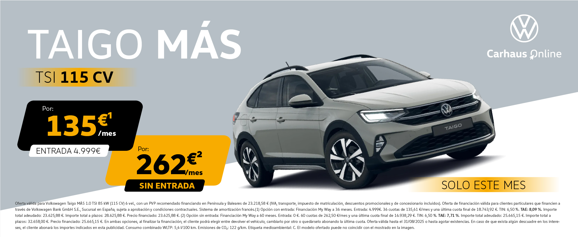¡Promoción Online! Taigo Más desde 135€/mes*
